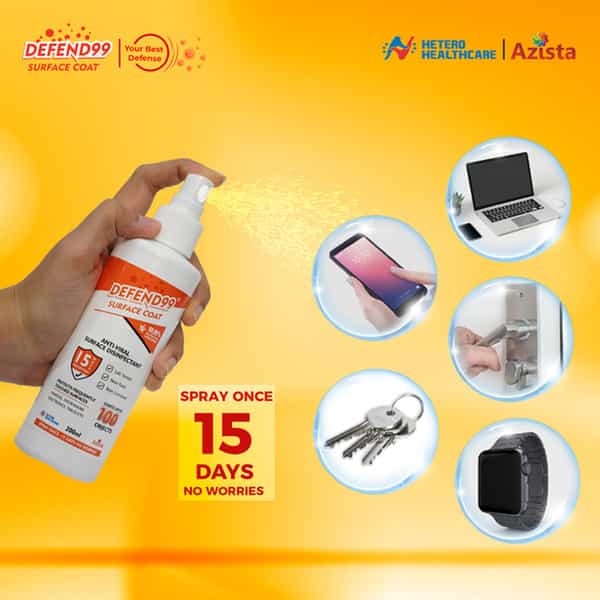 Defend99 Surface Coat - 15 Days Surface Antimicrobial Coating Sanitizer Spray Bottle. - Pack Of 1