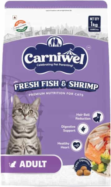 Carniwel Fresh Fish & Shrimp Adult Dry Cat Food 1 Kg | Fresh & Natural Ingredients