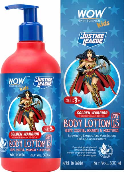 Wow Skin Science Kids Body Lotion - Spf 15 - Golden Warrior Wonder Woman Edition - 300Ml