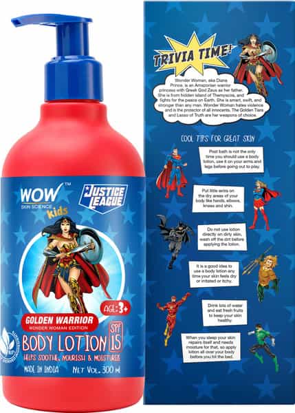 Wow Skin Science Kids Body Lotion - Spf 15 - Golden Warrior Wonder Woman Edition - 300Ml