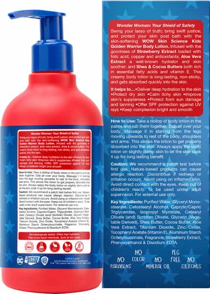Wow Skin Science Kids Body Lotion - Spf 15 - Golden Warrior Wonder Woman Edition - 300Ml