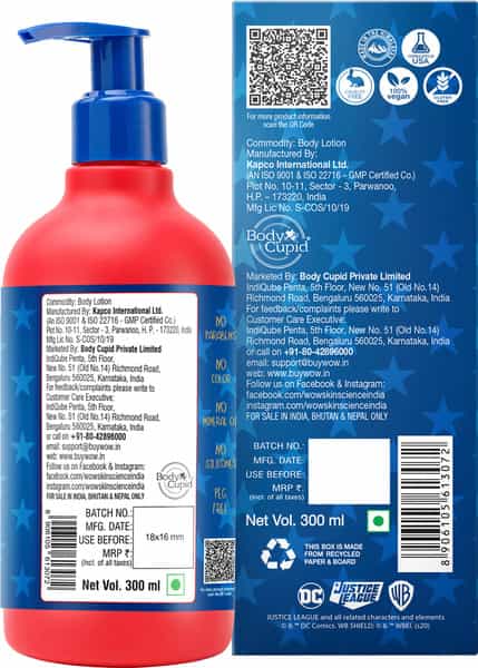 Wow Skin Science Kids Body Lotion - Spf 15 - Golden Warrior Wonder Woman Edition - 300Ml