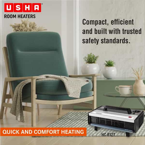 Usha Heat Convector 812 T 2000-Watt With Instant Heating Feature Room Heater(Black)