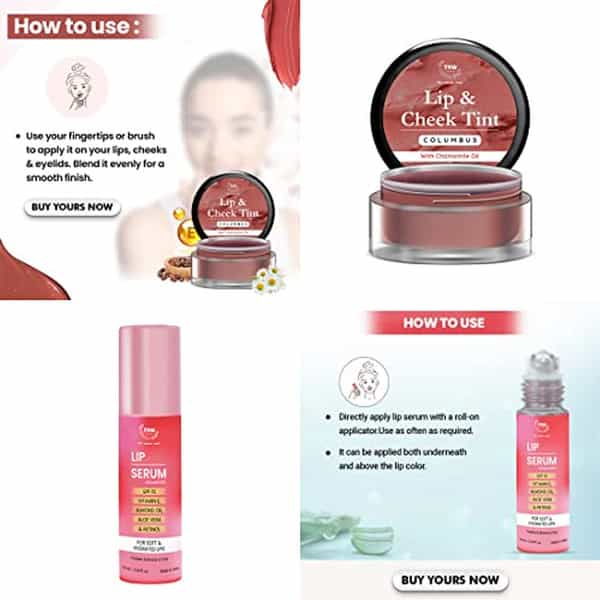 Tnw The Natural Wash Lip Care Combo With Columbus Lip & Cheek Tint And Lip Serum