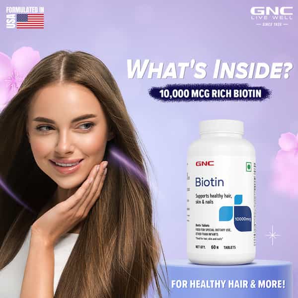 Gnc Biotin 10000Mcg | Improves Skin | Nails | Usa Formulated | 10000Mcg Per Serving|60 Tablets