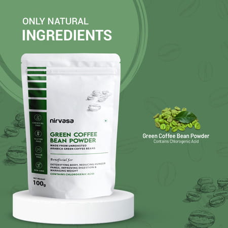 Nirvasa Unroasted Arabica Green Coffee Bean Powder With Chlorogenic Acid (100 G)