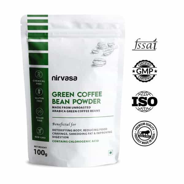 Nirvasa Unroasted Arabica Green Coffee Bean Powder With Chlorogenic Acid (100 G)