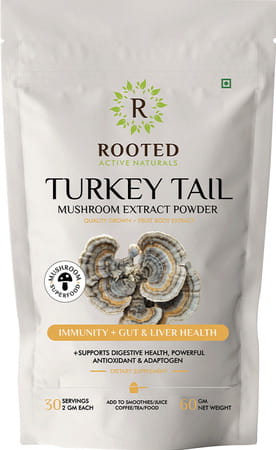Rooted Actives -turkey Tail Mushroom Extract Powder - Pure Fruit Body Extract - 60gm