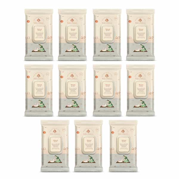 Baby Forest Mulmul Baby Wipes|Ultra-Soft, Water-Based, 3X Thicker & Softer Wipes 72 Wipes|Pack Of 11