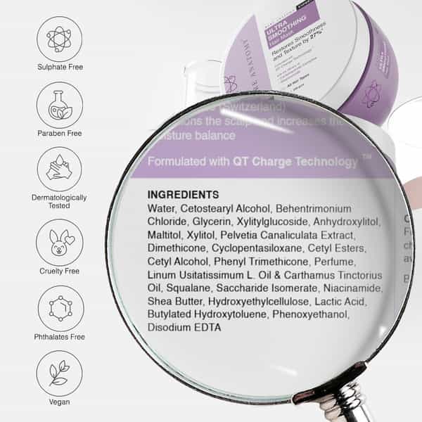 Bare Anatomy Ultra Smoothing Hair Mask With Niacinamide | Smoothens | Repairs | Strengthens | 250 Gm