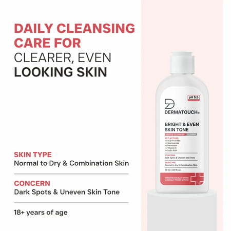 Dermatouch Bright & Even Skin Tone Gentle Cleanser | Ph 5.5 Daily Face Wash | 50Ml