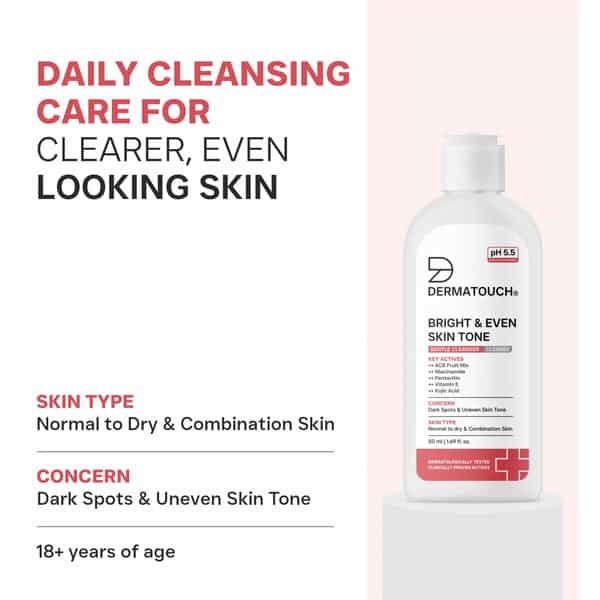 Dermatouch Bright & Even Skin Tone Gentle Cleanser | Ph 5.5 Daily Face Wash | 50Ml