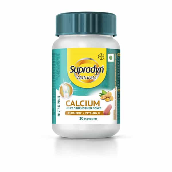 Supradyn Naturals Calcium With Vitamin D & Turmeric For Bone Health And Joint Support 30 Tablets