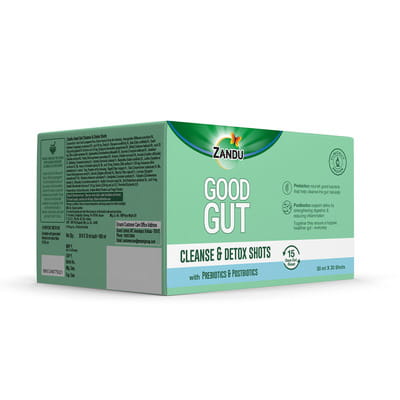 Zandu Good Gut Cleanse & Detox Shots With Prebiotics & Postbiotics 30ml X 30 Shots (900ml)