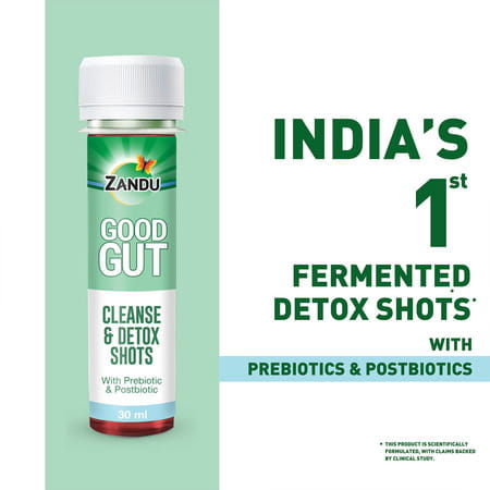 Zandu Good Gut Cleanse & Detox Shots With Prebiotics & Postbiotics 30ml X 30 Shots (900ml)