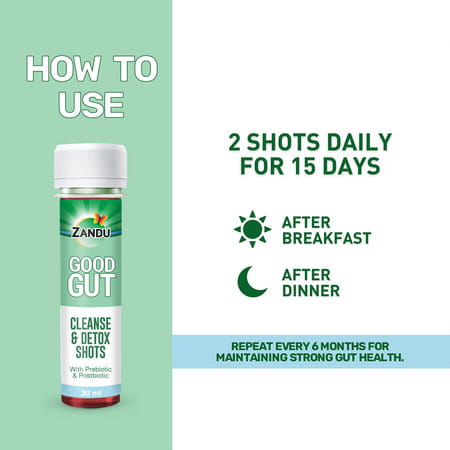 Zandu Good Gut Cleanse & Detox Shots With Prebiotics & Postbiotics 30ml X 30 Shots (900ml)