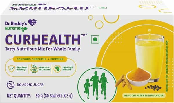 Dr. Reddy's Curhealth Immunity Booster With Curcumin Extract & Piperine |Kesar Badam |90G