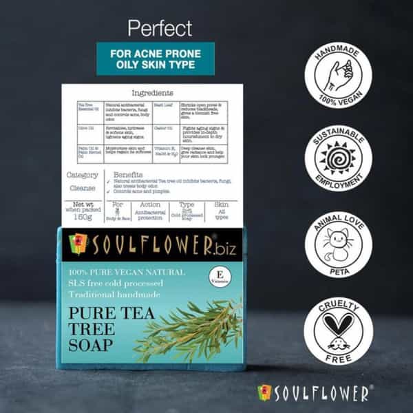 Soulflower Pure Tea Tree Soap 150Gm