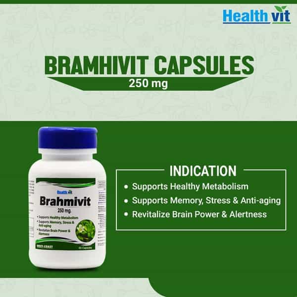 Healthvit Bramhivit Bramhi Powder 250 Mg -60 Capsules