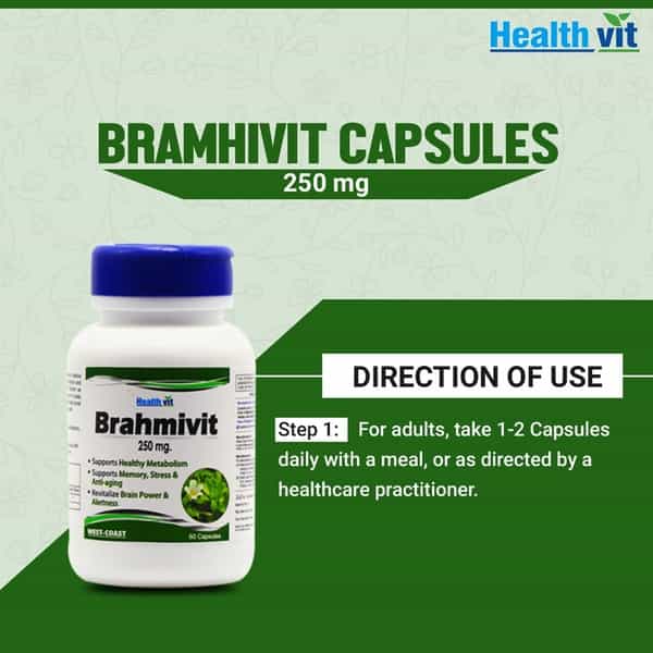 Healthvit Bramhivit Bramhi Powder 250 Mg -60 Capsules