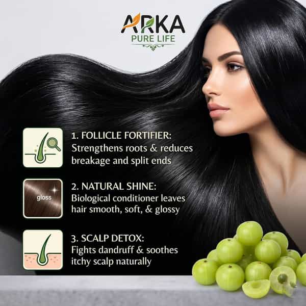Arka Pure Life 100% Organic Amla Powder For Hair Growth & Skin Glow (200G)