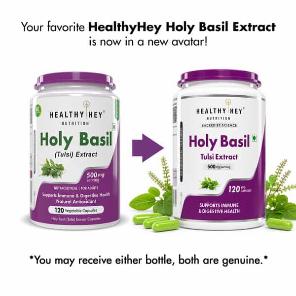 Healthyhey Tulsi Extract (Holy Basil Extract) - Supports Stress - 120 Veg. Caps