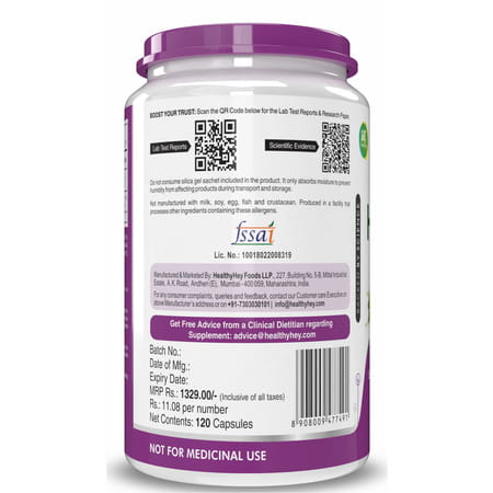 Healthyhey Tulsi Extract (Holy Basil Extract) - Supports Stress - 120 Veg. Caps