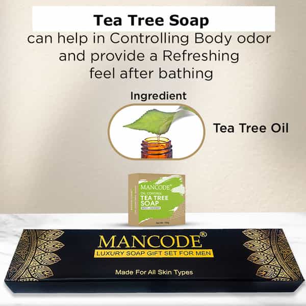Mancode Luxury Tea Tree Soap Gift Set 5 X 125Gm For Men