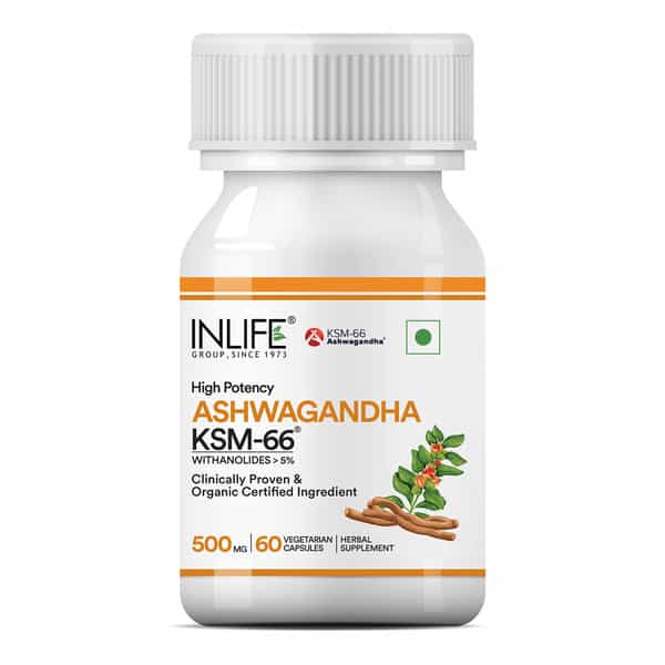 Inlife Ashwagandha Ksm-66 (500 Mg) | Extra Strength Natural Formulation | 60 Capsules