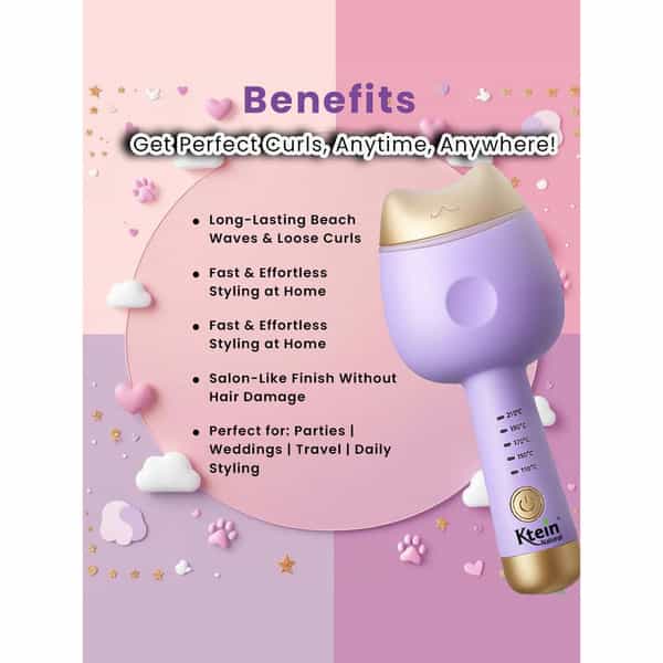 Ktein Hair Curler Cat's Paw Eggroll Stick | 3 Barrel Ceramic Curling Iron