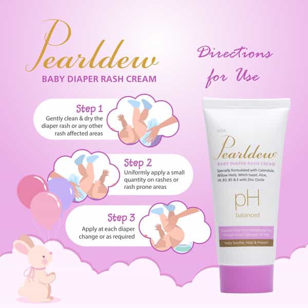 Pearldew Baby Diaper Rash Cream 50 Gm | With Calendula & Witch Hazel (Pack Of 2)