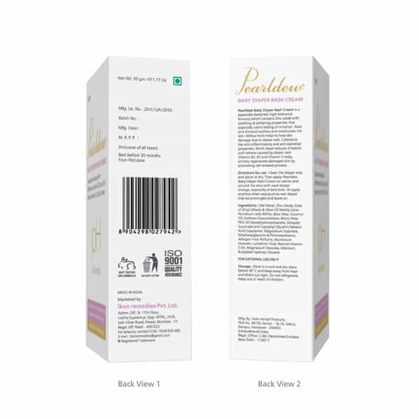 Pearldew Baby Diaper Rash Cream 50 Gm | With Calendula & Witch Hazel (Pack Of 2)