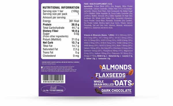 Ritebite Max Protein Ultimate Choco Almond Protein Bars 600G - Pack Of 6 (100G X 6)