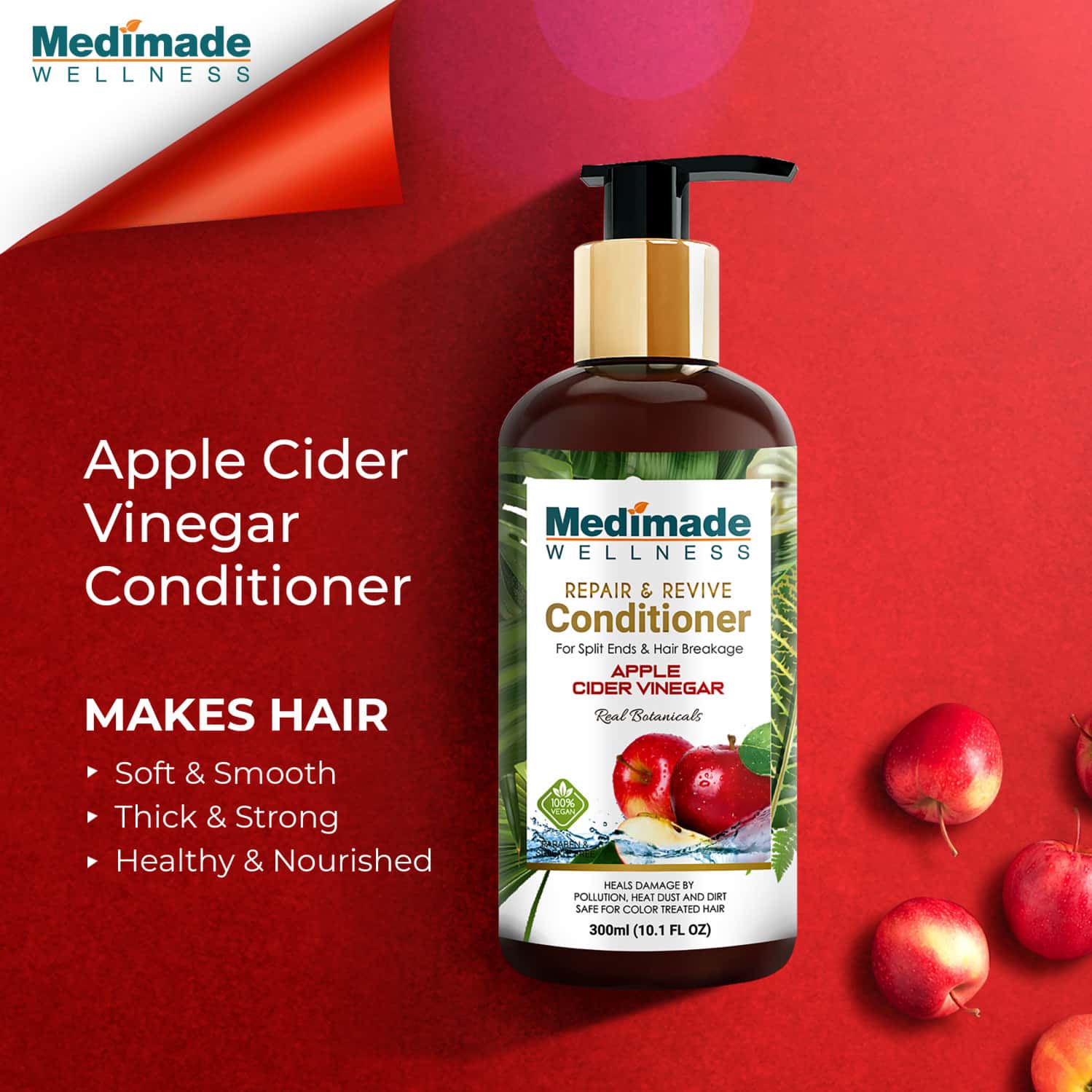 Buy MEDIMADE APPLE CIDER VINEGAR HAIR CONDITIONER 300 ML Online & Get
