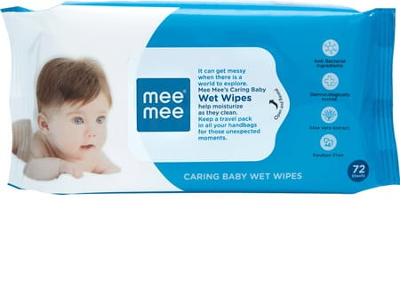 Mee Mee Caring Baby Wet Wipes With Aloe Vera - 72 Units