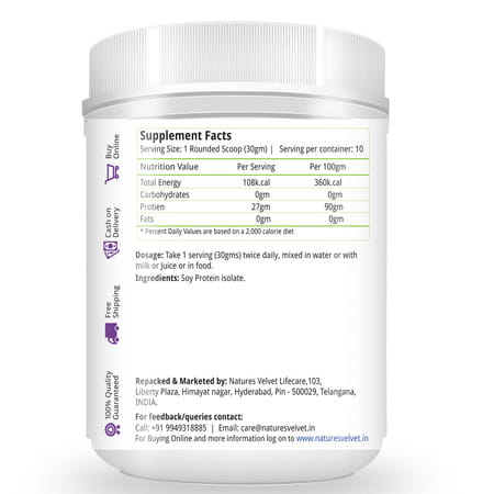 Natures Velvet Soy Protein | Vegetarian And Natural | 300 Gms
