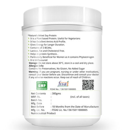 Natures Velvet Soy Protein | Vegetarian And Natural | 300 Gms