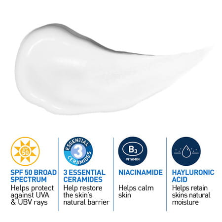 Cerave Am Facial Moisturizing Lotion For Normal To Dry Skin | Day Cream With Sunscreen Spf 50 | 50gm