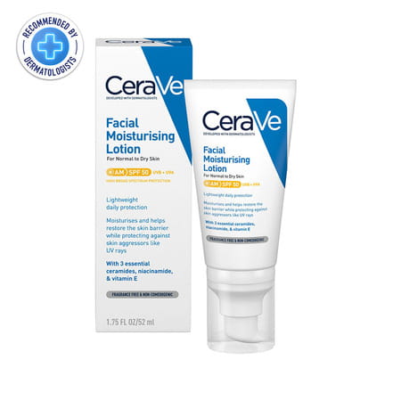 Cerave Am Facial Moisturizing Lotion For Normal To Dry Skin | Day Cream With Sunscreen Spf 50 | 50gm