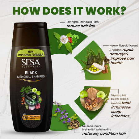 Sesa Ayurvedic Medicinal Shampoo Controls Hairfall With Herbs For Smooth & Shiny Hair 200 Ml