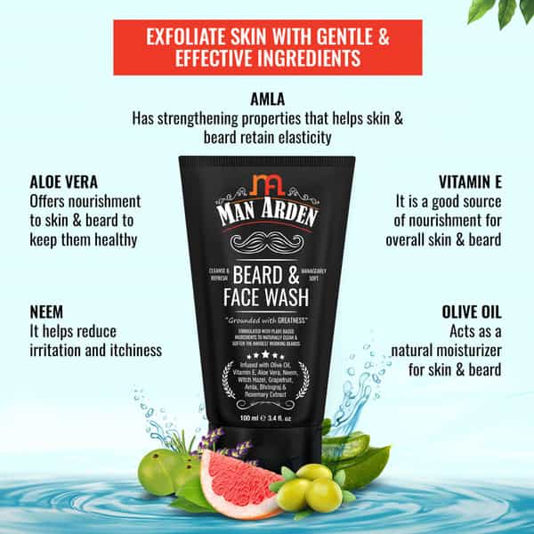 Man Arden Beard & Face Wash For Men - No Parabens Sulphate Silicones - 100Ml