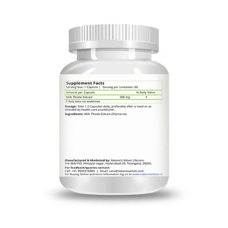 Natures Velvet Milk Thistle 300mg Pure Extract | 60 Veg Capsules