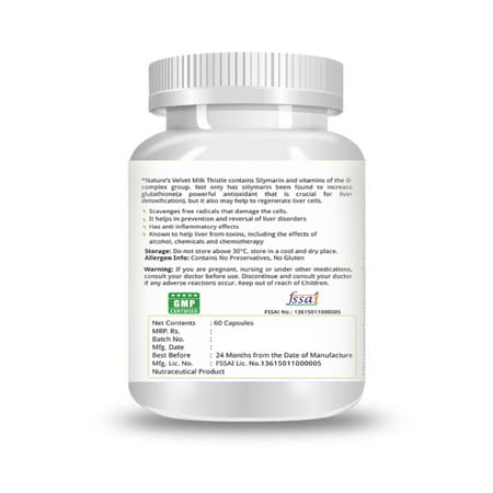 Natures Velvet Milk Thistle 300mg Pure Extract | 60 Veg Capsules