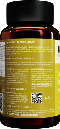 Hk Vitals Advanced Omega 3 | 1000 Mg Omega 3 With 360 Mg Epa & 240 Mg Dha | 90 Capsules