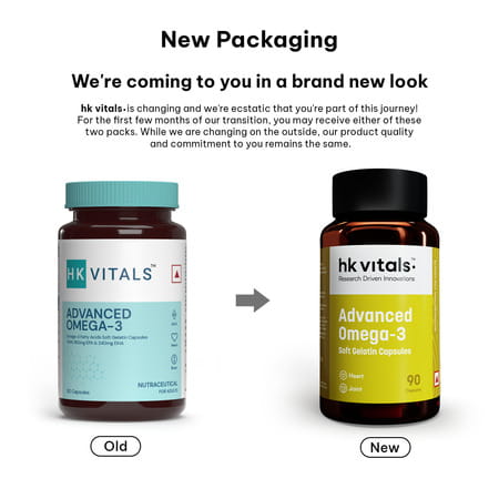 Hk Vitals Advanced Omega 3 | 1000 Mg Omega 3 With 360 Mg Epa & 240 Mg Dha | 90 Capsules