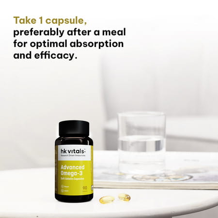 Hk Vitals Advanced Omega 3 | 1000 Mg Omega 3 With 360 Mg Epa & 240 Mg Dha | 90 Capsules