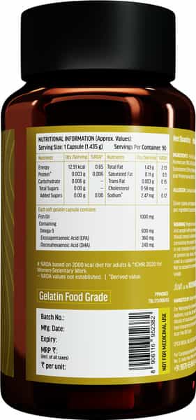 Hk Vitals Advanced Omega 3 (90 Caps) | 1000Mg Fish Oil | 360Mg Epa & 240Mg Dha