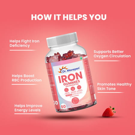 Dr. Morepen Iron Gummies With Sunactive®fe Fe- 60 Gummies