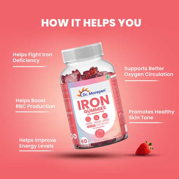 Dr. Morepen Iron Gummies With Sunactive®Fe Fe- 60 Gummies