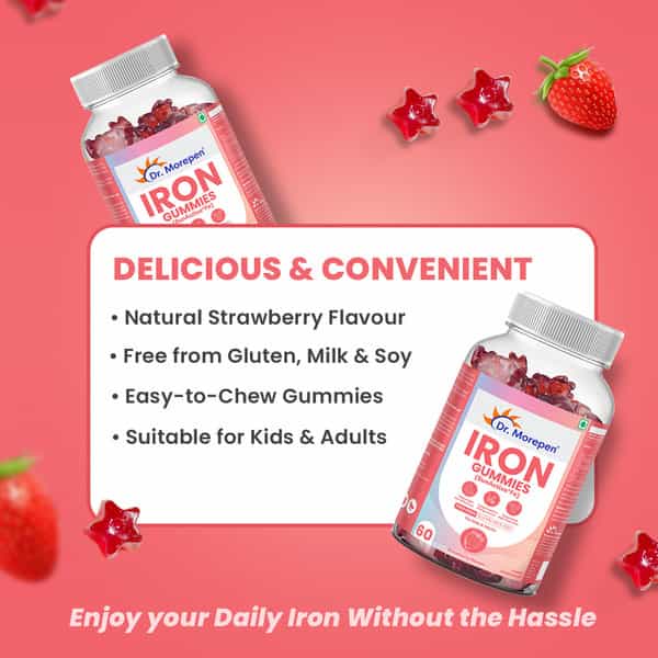 Dr. Morepen Iron Gummies With Sunactive®Fe Fe- 60 Gummies